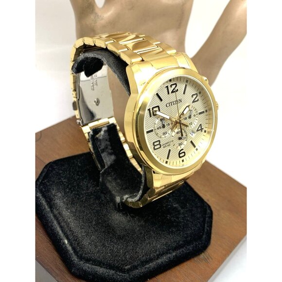 Citizen Men's Watch AN8052-55P Chronograph Quartz Gold Dial Date Stainless Steel - Picture 2 of 15